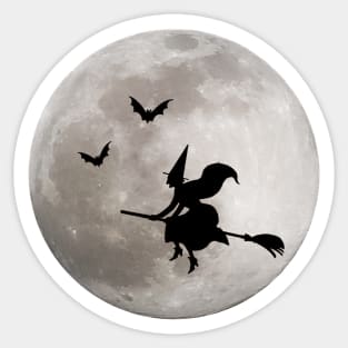 Halloween Full Moon Spooky Witch Sticker